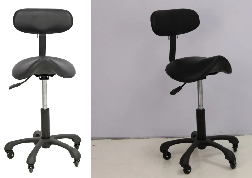 Grooming Salon Saddle Stool with Back Rest