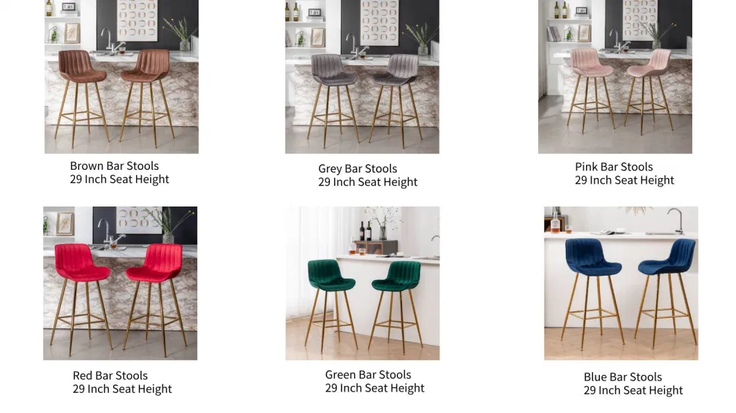 Sidanli Velvet Bar Stools Tall Bar Chairs in 29 Inches.