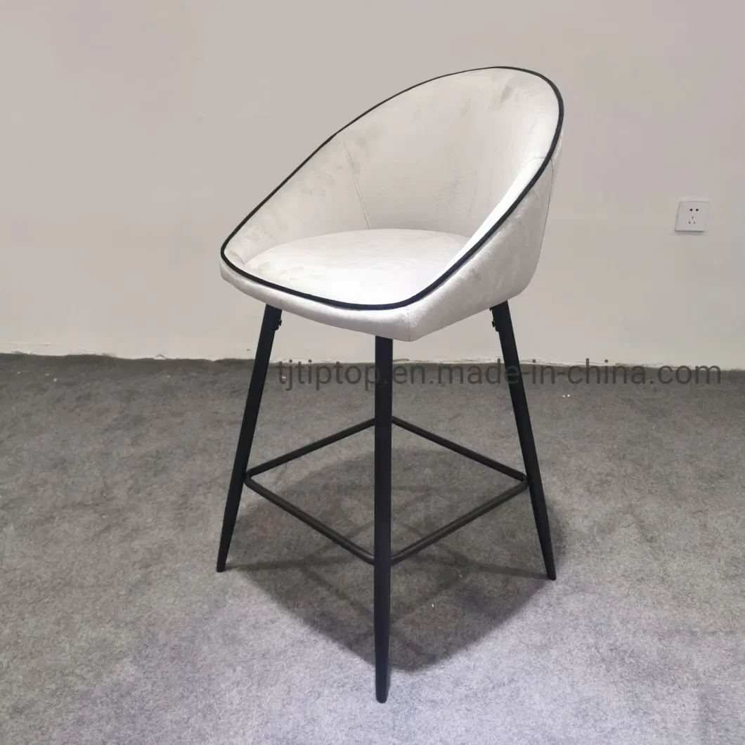 Wholesale Modern Velvet Dining Chairs Suade Grey Upholstered Kitchen Bar Stool