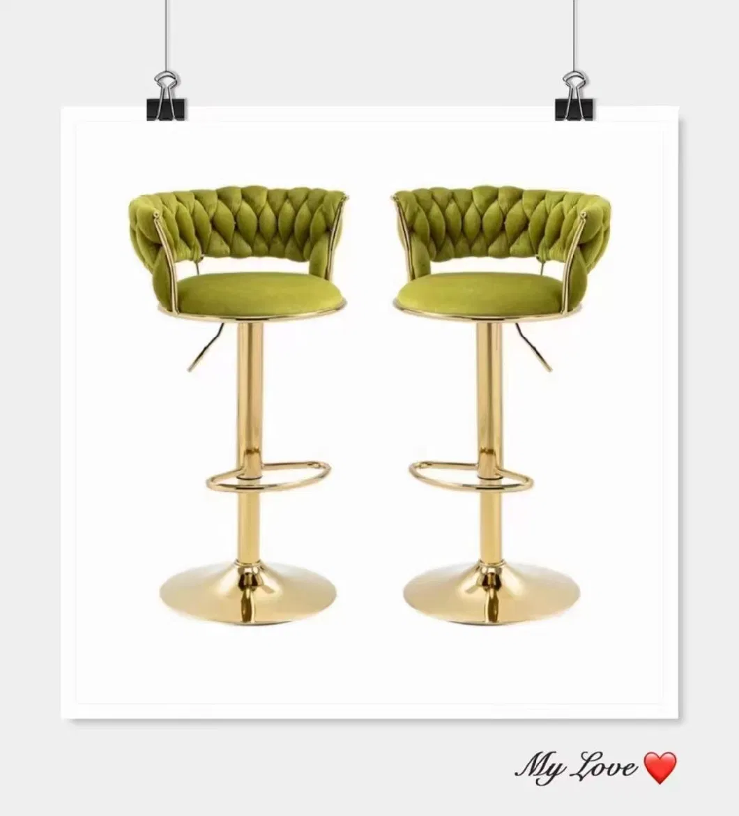 Wholesale Modern Home Furniture Restaurant Swivel Chair Velvet High Bar Stools