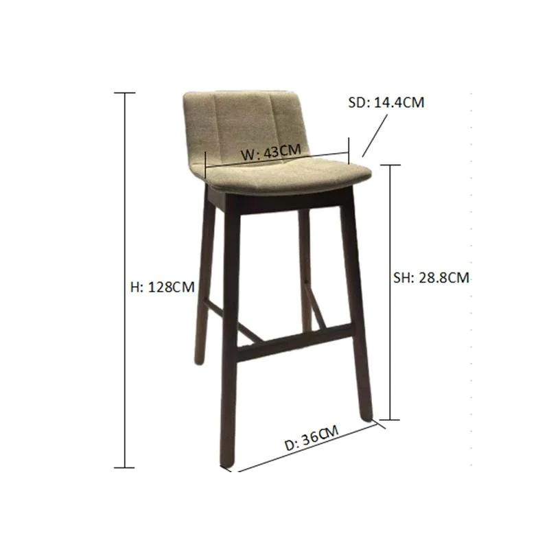 High Bar Stool Fabric Seat Ash Leg Outdoor Home Bar Chair Bar Stool