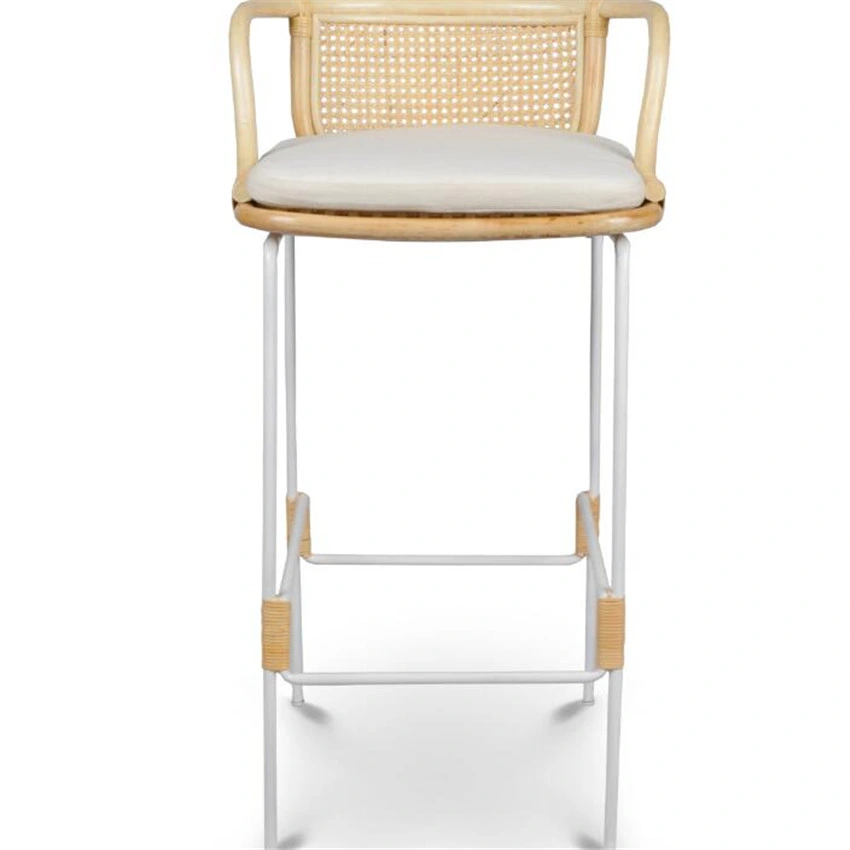 Rattan Chair Barstool with Metal Frame Rattan Wicker Bar Stool