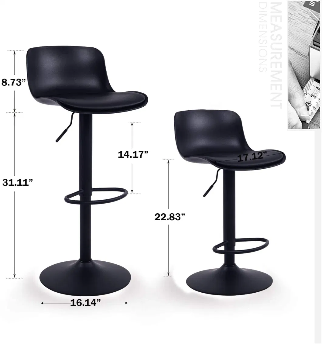 Modern Design Bar Stools with Adjustable Height and 360&deg; Rotation, Ergonomic Streamlined Polypropylene High Bar Stools for Bar Counter, Kitchen and Home