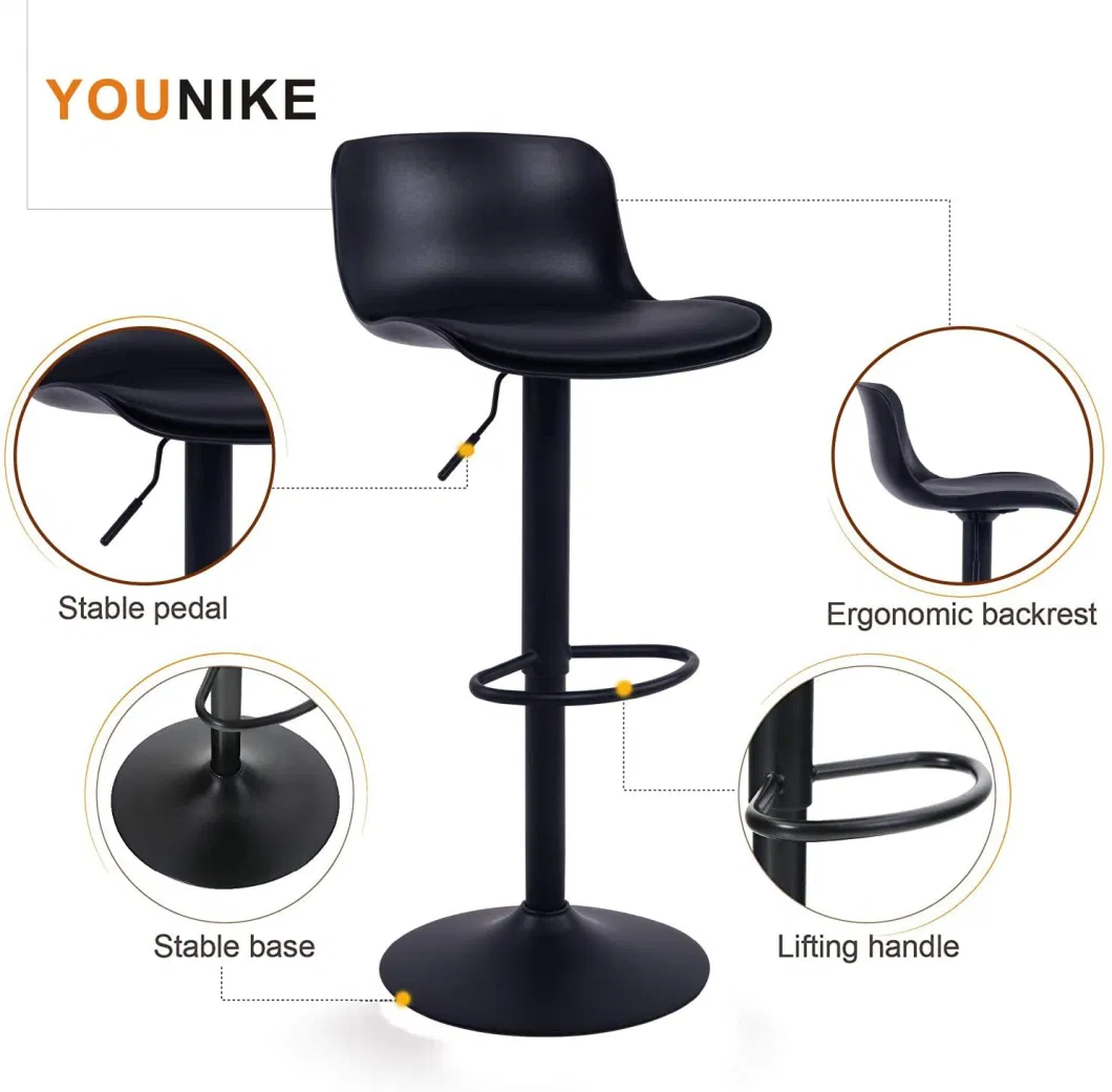 Modern Design Bar Stools with Adjustable Height and 360&deg; Rotation, Ergonomic Streamlined Polypropylene High Bar Stools for Bar Counter, Kitchen and Home